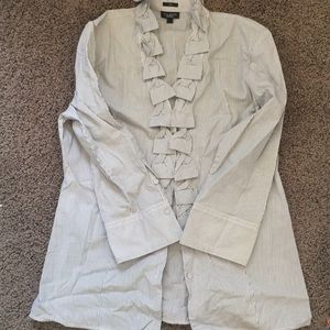 Talbots black pinstripe blouse with amazing collar